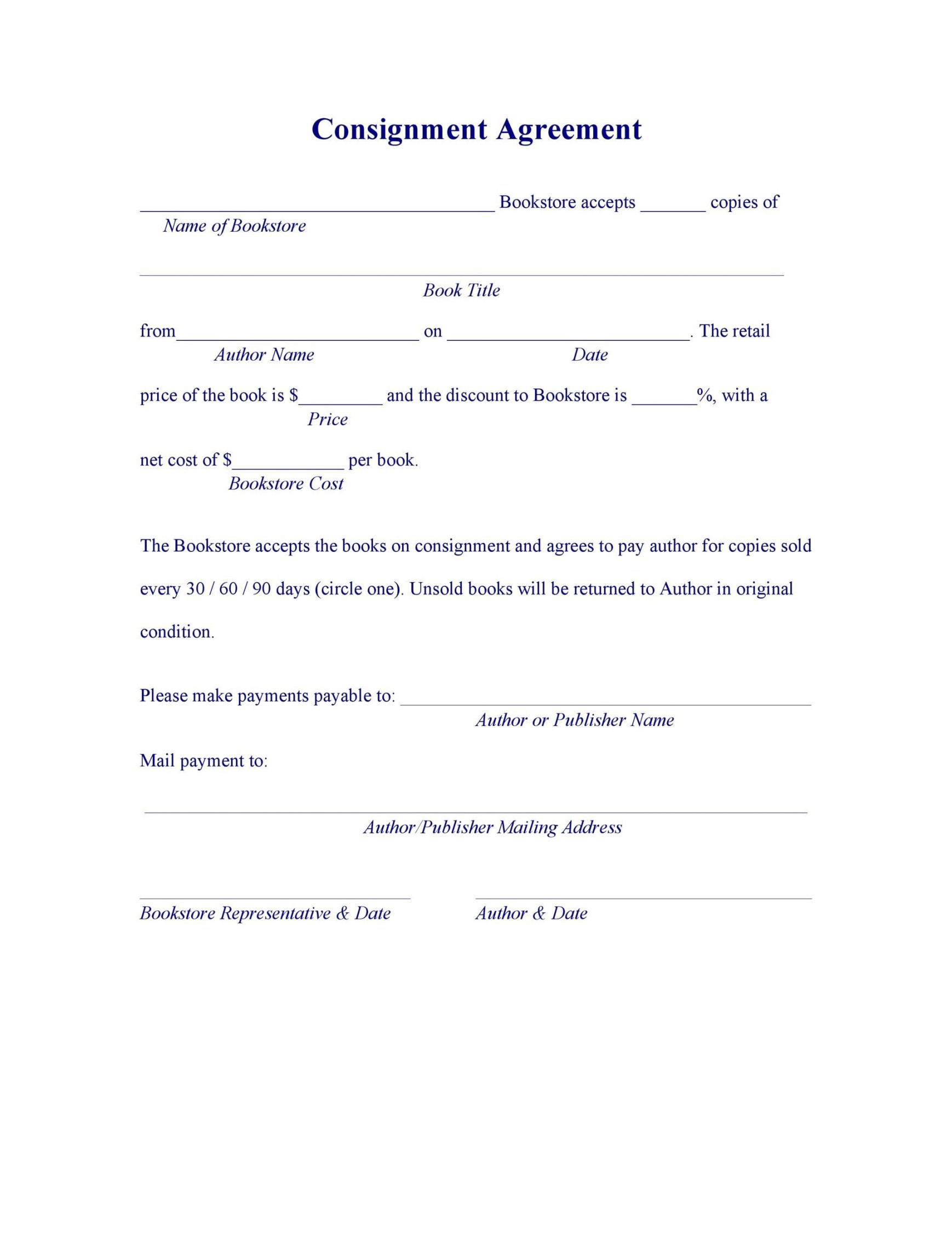 + Best Consignment Agreement Templates & Forms ᐅ TemplateLab