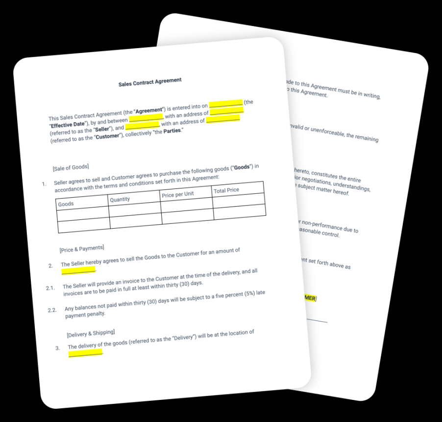 Download Free Sales Contract Agreement Template