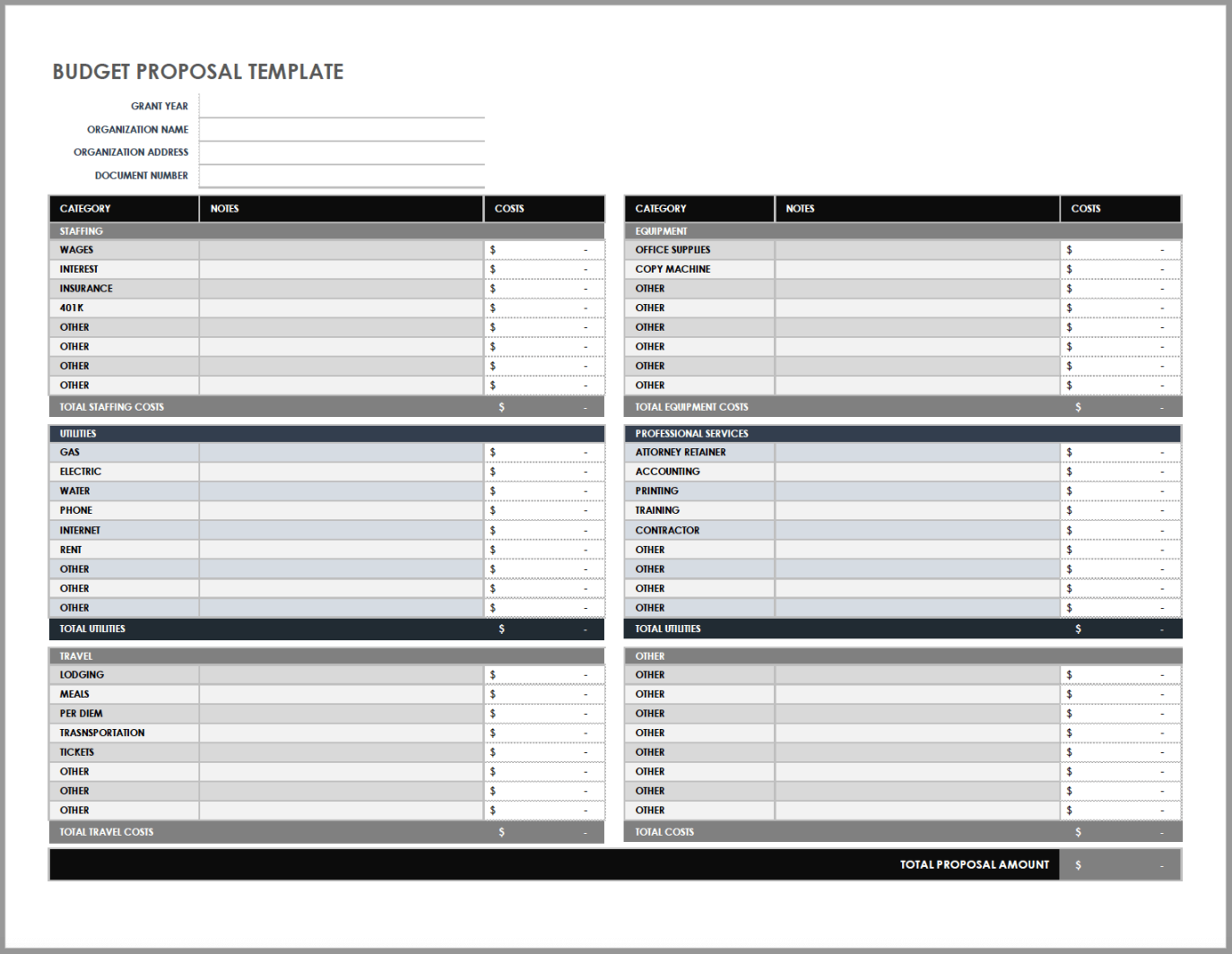 Free Budget Proposal Templates  Smartsheet