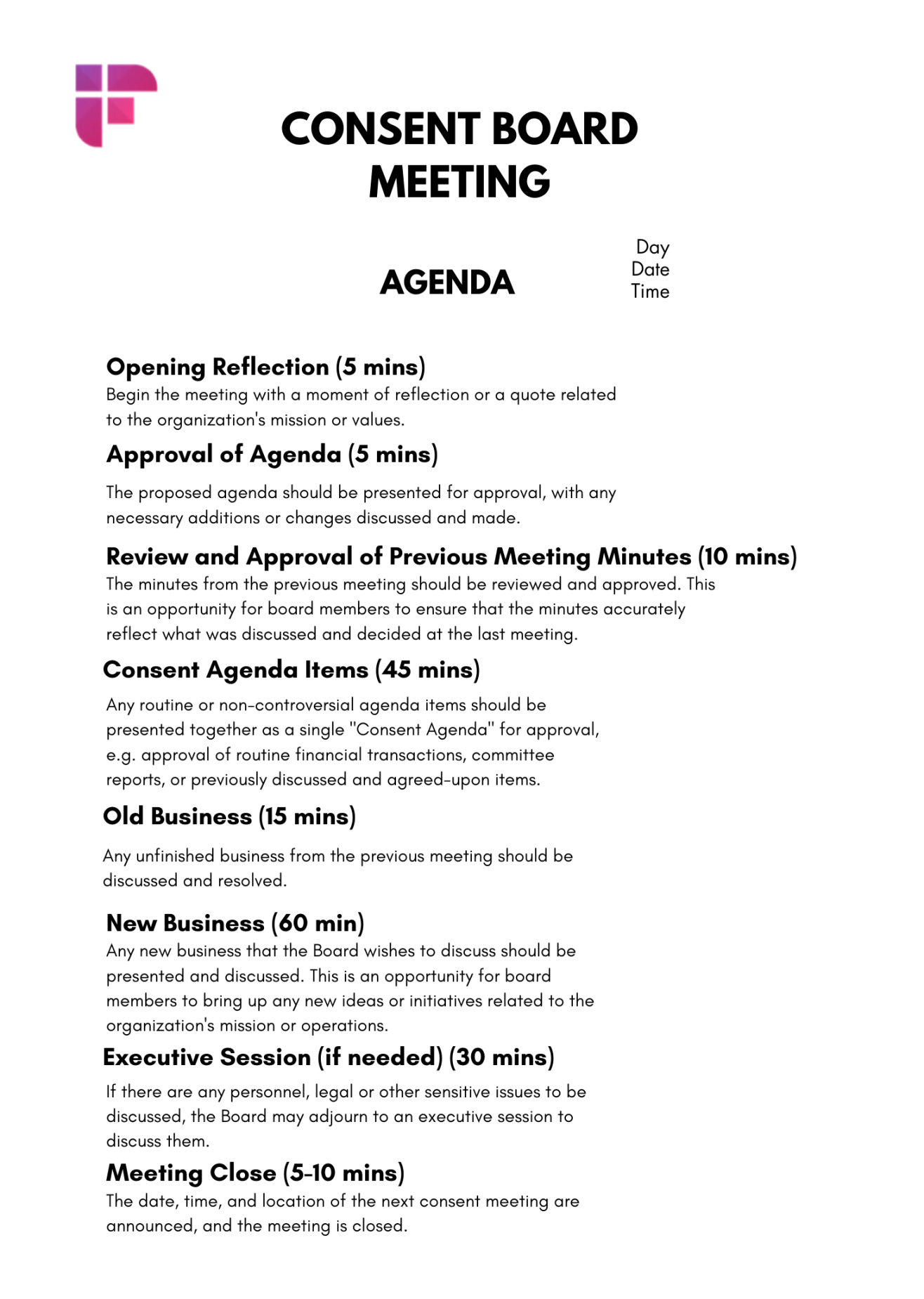 Free Nonprofit Board Meeting Agenda Templates