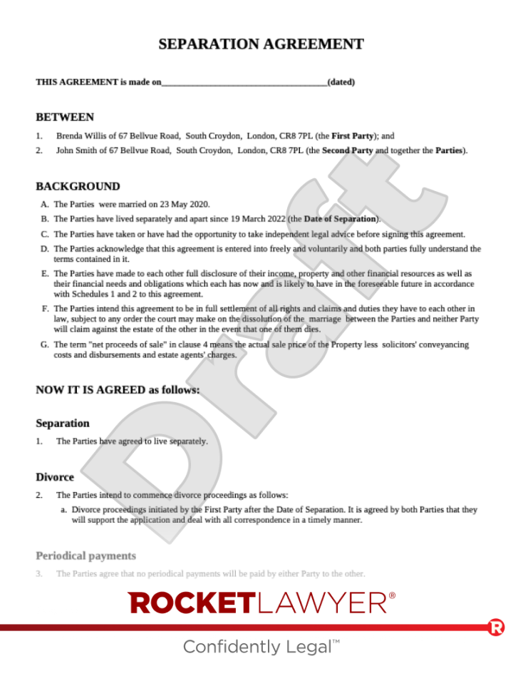 Free Separation Agreement  Template & FAQs - Rocket Lawyer UK