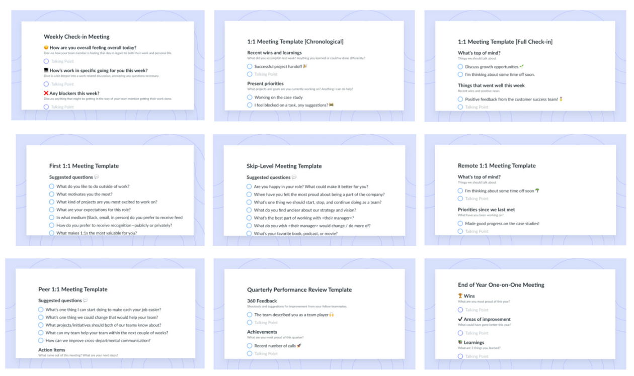 One-on-One Meeting Templates for Engaged Teams  by Fellow app