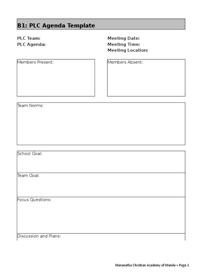 PLC - Agenda Template  PDF  Psychological Concepts  Psychology